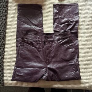 Express Straight Ankle Deep Purple Faux Leather Pants